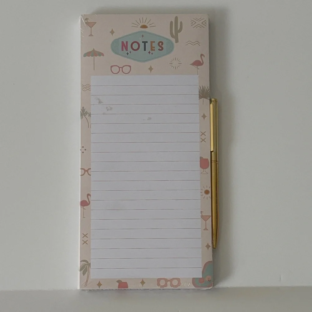 Lady Jayne Tropical Vacation Themed  Magnetic Notepad with 100 Sheets & Gold Pen